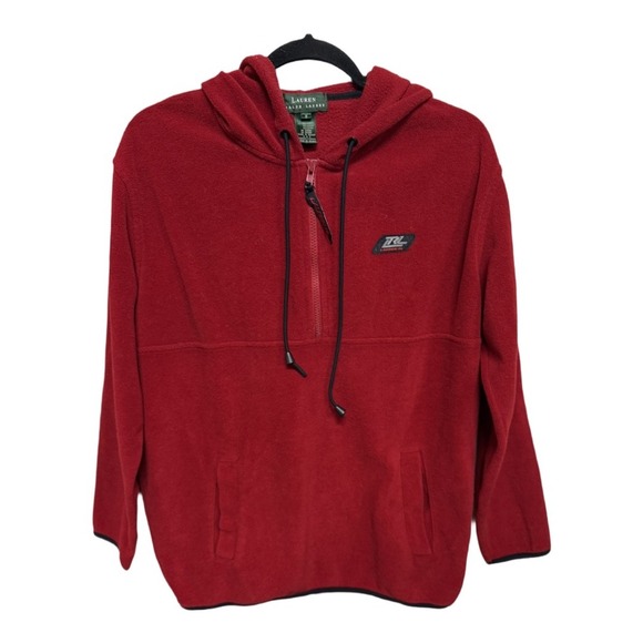 Lauren Ralph Lauren Vintage Red Hooded Pullover Sweatshirt Women's Size Small - Picture 1 of 6